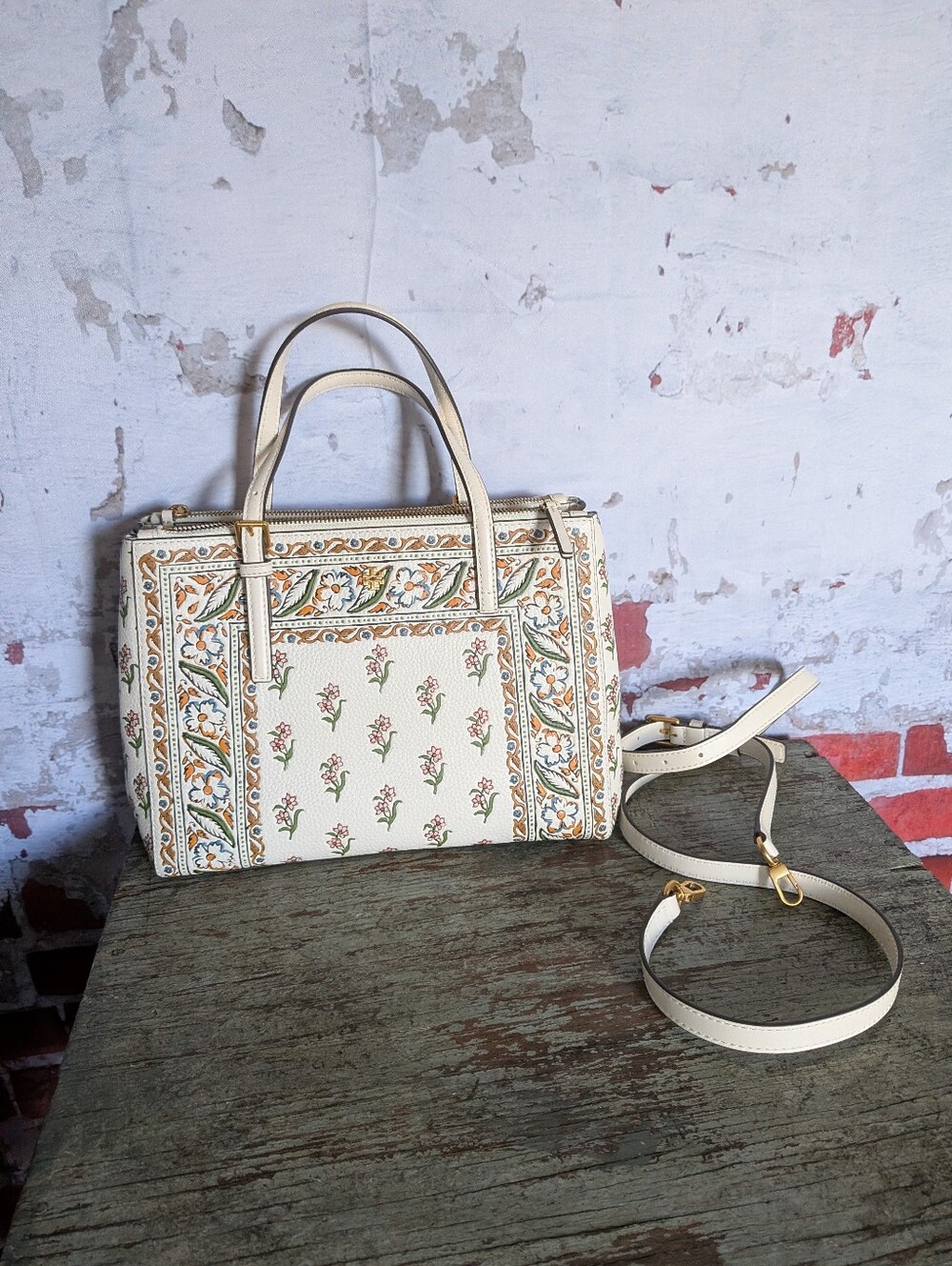 Tory Burch Emerson Mixed Print Double Handbag